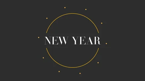 Happy New Year with retro circle and dots on black modern gradient Stock Footage 221641850