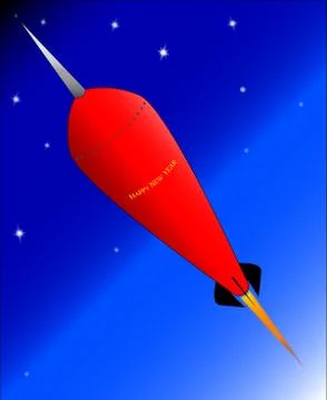 Happy new year rocket Stock Illustration