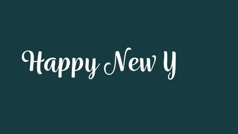 Happy New Year Script Text on a Teal Background Video stock 296495094