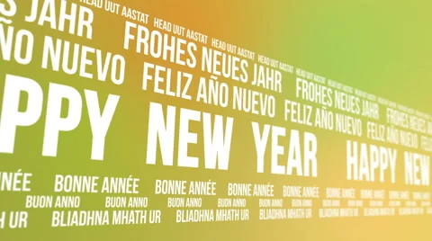 Happy New Year Scrolling Different Languages Video stock 44428015
