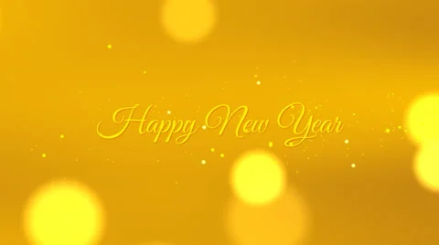 Happy new year, seamless loop, yellow, with glittering sparkles and bokeh Stock Footage 56272096