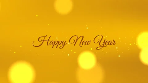 Happy new year, seamless loop, yellow,  with glittering sparkles and bokeh Stock Footage 56272099