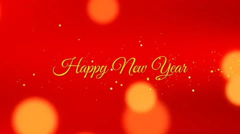 Happy new year, seamless loop, red, with glittering sparkles and bokeh Stock Footage 56272403