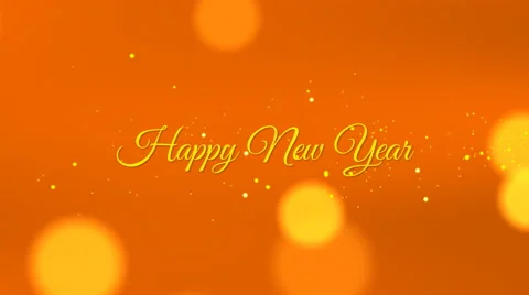 Happy new year, seamless loop, orange, with glittering sparkles and bokeh Stock Footage 56272466