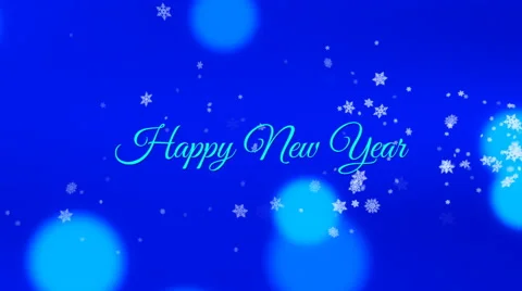 Happy new year, seamless loop, blue, with snowflakes and bokeh 動画素材 56286444