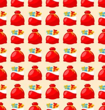 Happy New Year seamless pattern bagful with gifts Stock Illustration