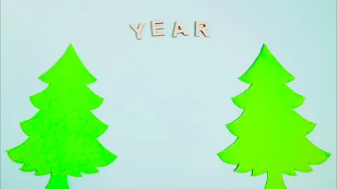 Happy New Year stop motion. Festive New Year video. Video postcard. Video stock 143433738