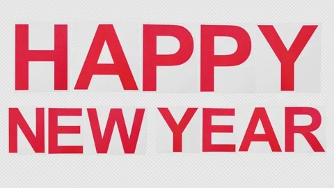 Happy New Year Stop Motion Paper On Alpha Channel Stock-Footage 284945444