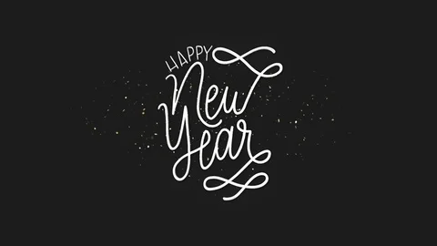 Happy New Year Text+ Alpha Channel Stock Footage 120079428