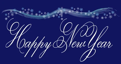 Happy New Year text and snow swirl, snowflakes Stock Footage 145351775