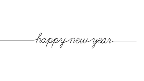 Happy new year text animated continuous single one line art word animation Video stock 313420671