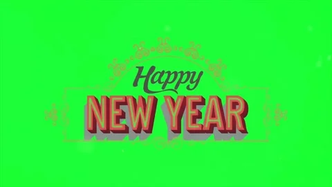 Happy new year text animation on green screen background Stock Footage 320791392