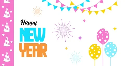 Happy New Year text animation Vídeo Stock 336456316