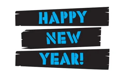 Happy new year text boadrs style Stock Illustration