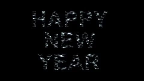 Happy New Year text with caustic effect on plain black background Stock Footage 324902043