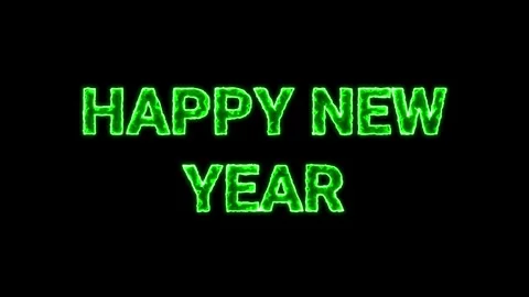 Happy New Year text with colorful bokeh lights on plain black background Stock Footage 299568252