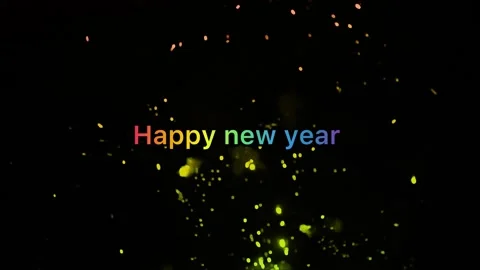 Happy new year text containing the background of colorful night sky shots Stock Footage 274702266