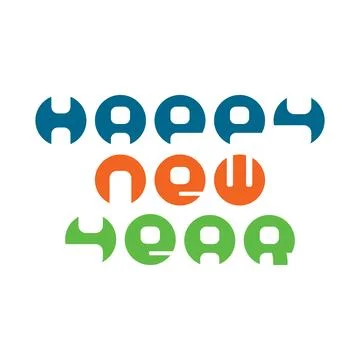 Happy New Year Text Design. Colored numbers. Vector illustration design Stock Illustration
