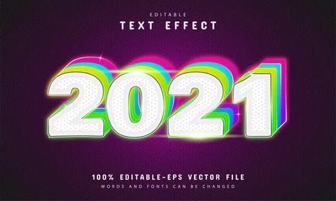 Happy new year text effect with gradient Stock Illustration
