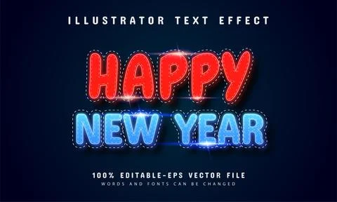 Happy new year text effect design Stock Illustration