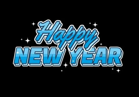 Happy new year text effect design in blue colors Illustrazione stock