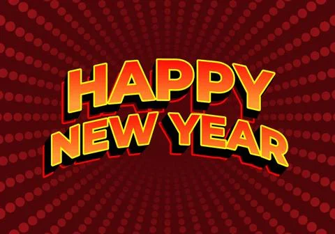 Happy new year. Text effect in 3D look. red yellow gradient color. Dark red.. Stock Illustration