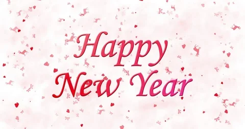 Happy New Year text formed from dust and turns to dust horizontally on white Stock Footage 70473124
