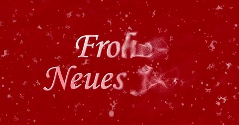 Happy New Year text in German "Frohes neues Jahr" turns to dust from bottom on Stock Footage 70454941