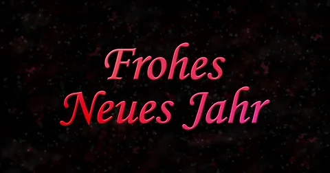 Happy New Year text in German "Frohes neues Jahr" formed from dust and turns to Stock Footage 70481052