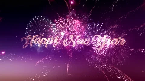 Happy New Year Text with glitter and sparks.  Beautiful Celebration background Video stock 100276272