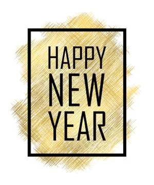 Happy New Year text. Gold Happy New Year or Christmas isolated background. Bl Stock Illustration