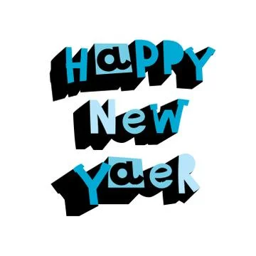 Happy new year text. Stock Illustration