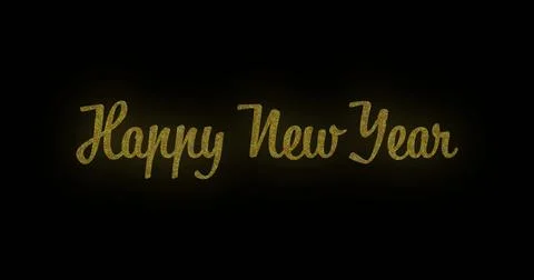 Happy New Year text image over golden glitter background Ilustração Stock