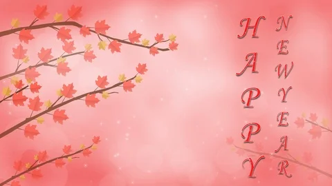 Happy new year text with leaf on pink glitter background for celebration Stock Footage 120667479