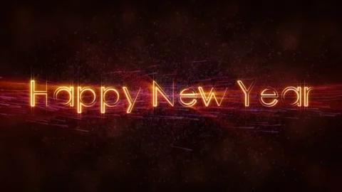 "Happy New Year" text loop animation over dark animated background Stock Footage 98158388