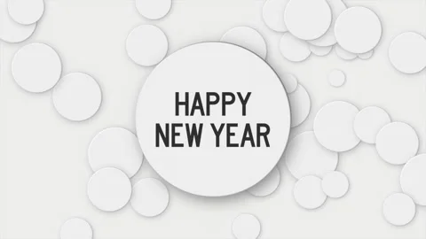 Happy New Year text with memphis abstract geometric pattern Stock Footage 254800523