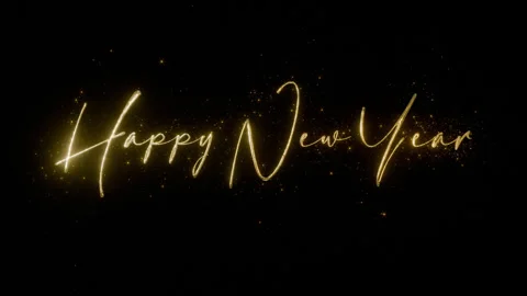Happy New Year text message in gold letters and glitter + Alpha channel Stock Footage 324698202