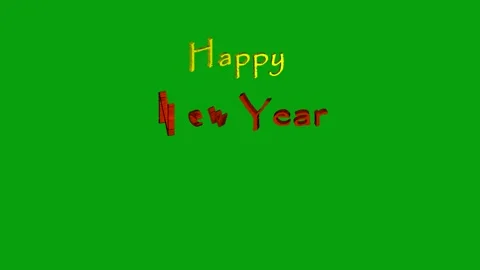 Happy New Year text motion graphics with green screen background Stock Footage 289214814