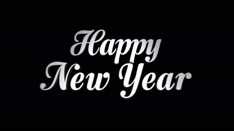 Happy New Year Text, ONLY Text, with Alpha Channel, Zoom IN / OUT, Rotation, Loo Video stock 57673922