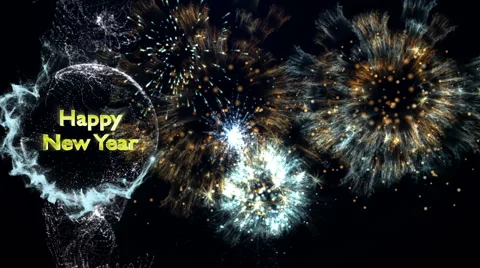 Happy New Year Text in Particles Stock Footage 43455059