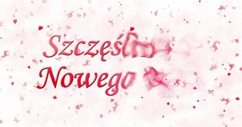 Happy New Year text in Polish "Szczesliwego Nowego Roku" turns to dust from Stock Footage 70449611