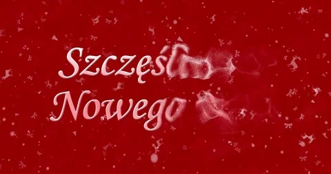 Happy New Year text in Polish "Szczesliwego Nowego Roku" turns to dust from Stock Footage 70453798