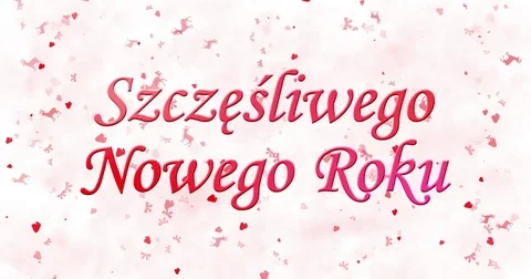 Happy New Year text in Polish "Szczesliwego Nowego Roku" formed from dust and Stock Footage 70471069
