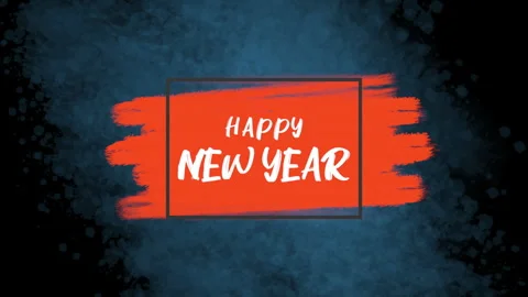 Happy New Year text with red stroke brush on blue gradient Vídeo Stock 252027280