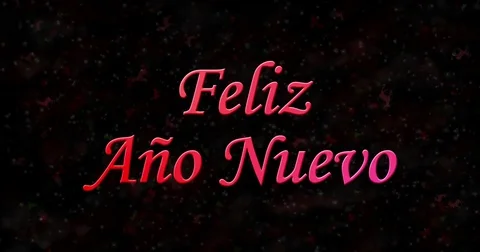 Happy New Year text in Spanish "Feliz ano nuevo" formed from dust and turns to Stock Footage 70478836