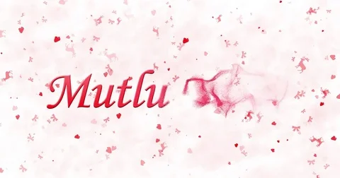 Happy New Year text in Turkish "Mutlu Yillar" turns to dust from bottom on white Stock Footage 70447977