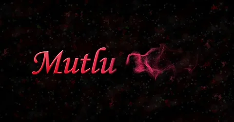 Happy New Year text in Turkish "Mutlu Yillar" turns to dust from bottom on black Stock Footage 70458113