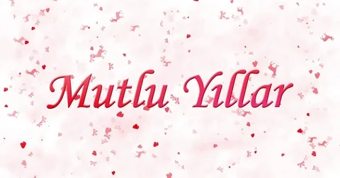 Happy New Year text in Turkish "Mutlu Yillar" formed from dust and turns to dust Stock Footage 70470676