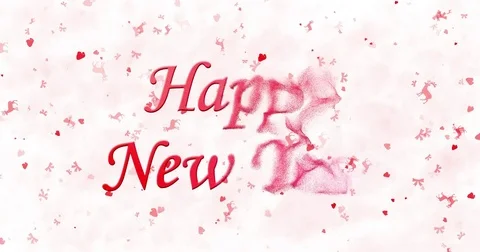Happy New Year text turns to dust from bottom on white animated background Stock-Footage 70451326