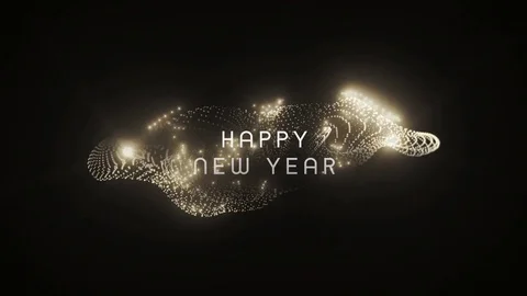 Happy new Year title animation abstract background waves and shining lights. Stock Footage 84854634
